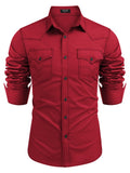 Western Cowboy Style Cotton Shirt (US Only) Shirts coofandy Red S