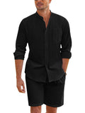 Casual 100% Cotton Beach Shirt Sets (US Only) Beach Sets coofandy Black S