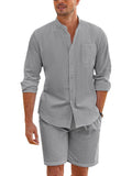 Casual 100% Cotton Beach Shirt Sets (US Only) Beach Sets coofandy Grey S