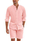 Casual 100% Cotton Beach Shirt Sets (US Only) Beach Sets coofandy Pink S