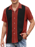 Casual Breathable Splicing Shirt (US Only) Shirts coofandy Red Black S