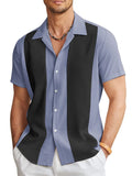 Casual Breathable Splicing Shirt (US Only) Shirts coofandy Light Blue Black S