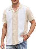 Casual Breathable Splicing Shirt (US Only) Shirts coofandy Khaki White S