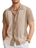 Casual Breathable Splicing Shirt (US Only) Shirts coofandy Khaki S