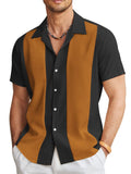 Casual Breathable Splicing Shirt (US Only) Shirts coofandy Black Brown S