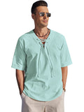 Casual Breathable Lace Up Shirt (US Only) Shirts coofandy Light Green S