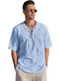 Casual Breathable Lace Up Shirt (US Only) Shirts coofandy Light Blue S