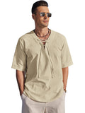 Casual Breathable Lace Up Shirt (US Only) Shirts coofandy Khaki S
