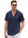 Casual Wrinkle Free Shirt (US Only) Shirts coofandy Navy Blue S