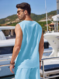 Casual 2 Piece Linen Drawstring Tank Top Sets (US Only) Sets coofandy