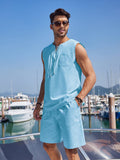 Casual 2 Piece Linen Drawstring Tank Top Sets (US Only) Sets coofandy