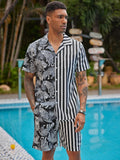 Hawaiian Splicing Beach Shirt Set (US Only) Beach Sets coofandy