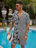 Hawaiian Splicing Beach Shirt Set (US Only) Beach Sets coofandy