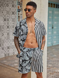 Hawaiian Splicing Beach Shirt Set (US Only) Beach Sets coofandy