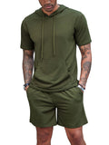 Loose Fit Hooded Sweatsuit Set (US Only) Sports Set coofandy Army Green S