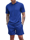Loose Fit Hooded Sweatsuit Set (US Only) Sports Set coofandy Blue S
