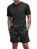 Loose Fit Hooded Sweatsuit Set (US Only) Sports Set coofandy Dark Grey S