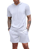 Loose Fit Hooded Sweatsuit Set (US Only) Sports Set coofandy White S
