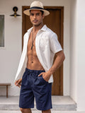 Classic Elastic Waist Linen Shorts (US Only) Shorts coofandy