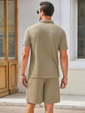 Cozy Waffle Polo Tracksuit Sets (US Only) Sports Set coofandy