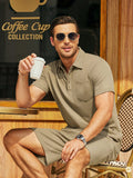 Cozy Waffle Polo Tracksuit Sets (US Only) Sports Set coofandy