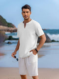 Casual Linen Style Henley Shirt (US Only) Shirts coofandy