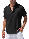 Soft Linen Blend Henley Shirt (US Only) Shirts coofandy Black S