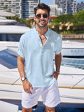 Soft Linen Blend Henley Shirt (US Only) Shirts coofandy