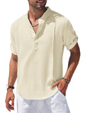 Soft Linen Blend Henley Shirt (US Only) Shirts coofandy Beige S