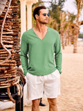 Casual Comfort V-Neck Beach Tops (US Only) Shirts coofandy Green S