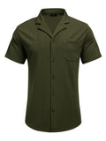 Leisure Wrinkle Free Cuban Shirt (US Only) Sets coofandy Army Green S