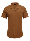 Leisure Wrinkle Free Cuban Shirt (US Only) Sets coofandy Brown S