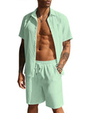 Casual Waffle Shirt Holiday Set (US Only) Sets coofandy Light Green S