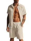 Casual Waffle Shirt Holiday Set (US Only) Sets coofandy Light Khaki S