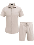 Casual Waffle Shirt Holiday Set (US Only) Sets coofandy