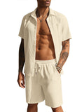 Casual Waffle Shirt Holiday Set (US Only) Sets coofandy Apricot S