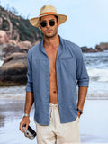 Casual Breathable Linen Shirts (US Only) Shirts coofandy Blue S