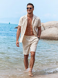Soft Linen Blend Shirt Set (US Only) Beach Sets coofandy