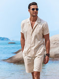 Soft Linen Blend Shirt Set (US Only) Beach Sets coofandy