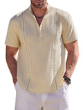 Casual Solid Cotton Henley Shirt (US Only) Shirts coofandy Khaki S