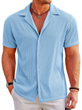Breathable Pit Strip Laple Shirt (US Only) Shirts coofandy Blue S