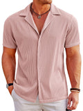 Breathable Pit Strip Laple Shirt (US Only) Shirts coofandy Pink S