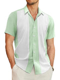 Contrast Stripe Bowling Shirt (US Only) Shirts coofandy Green S