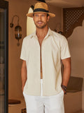 Casual Linen Blend Button Down Shirt (US Only) Shirts coofandy