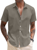Casual Linen Blend Button Down Shirt (US Only) Shirts coofandy Grey S