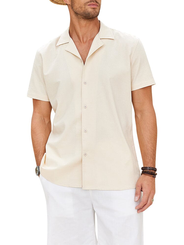 Cozy Linen Blend Lapel Shirt (US Only) Shirts coofandy Beige S 