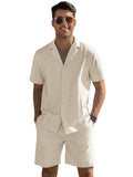 Casual Solid Beach Outfits Set (US Only) Sets coofandy Apricot S