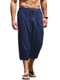 Casual Linen 3/4 Beach Yoga Shorts (US Only) Shorts coofandy Navy Blue S