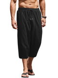 Casual Linen 3/4 Beach Yoga Shorts (US Only) Shorts coofandy Black S