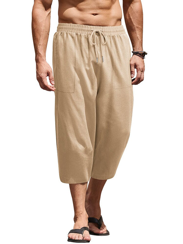Casual Linen 3/4 Beach Yoga Shorts (US Only) Shorts coofandy Khaki S